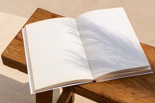 Open book on wooden table