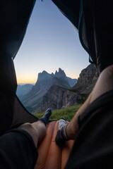 Camping view of mountain sunrise. © Rawpixel.com
