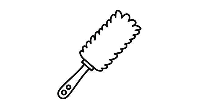 Simple line drawing of a duster highlights household cleaning tools and hygiene maintenance concepts in a clean and minimal graphic style.