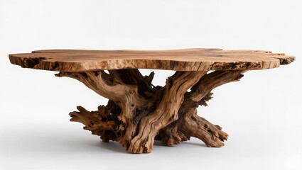 Fototapeta premium Rustic Driftwood Wooden Table Isolated on White Background