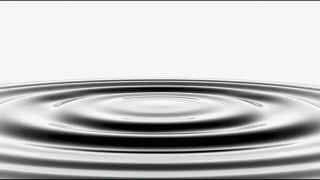Dynamic monochrome ripples expanding across a tranquil liquid surface, forming a captivating pattern of concentric circles that visually represents subtle motion, impact, and fluid dynamics