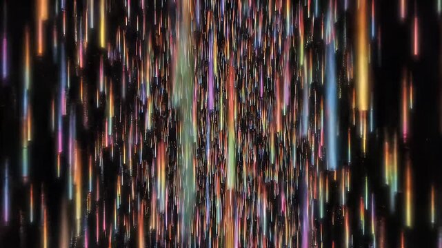 Colorful glowing vertical light streaks on dark background