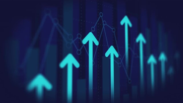 Arrow up trend financial market business economic, technology display invest success statistic index strategy stock exchange 