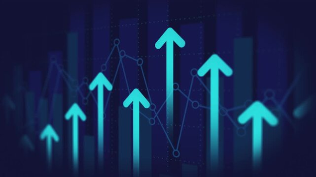 Arrow up trend financial market business economic, technology display invest success statistic index strategy stock exchange 