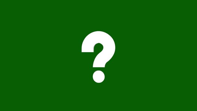 Question mark animation, chroma key glowing white effect on green screen background. confused effect raining question mark, motion graphic animation. 4k