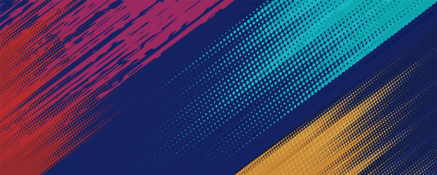 Set of abstract red, stripe diagonal lines light on dark blue background. Vector illustration