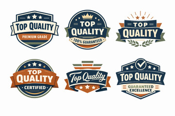 Fototapeta premium Top quality badges set featuring premium grade, 100% guaranteed, certified, and guaranteed excellence labels
