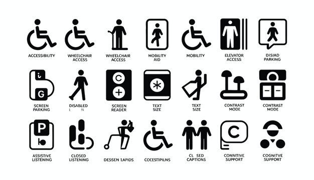 Accessibility Icons Set for Inclusive Design and Technology Support