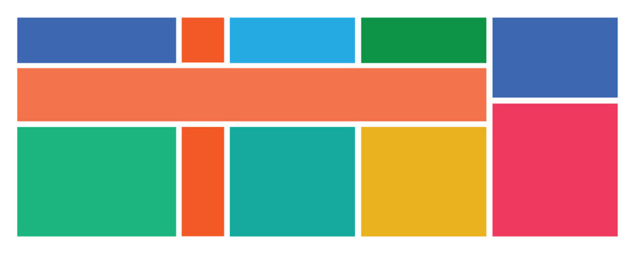 Bento grid template for website and photo collage vector design, Bento box grid pattern with vibrant color vector template.