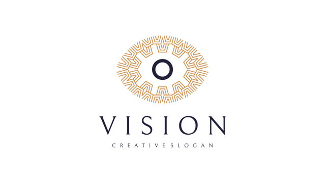 Luxurious Geometric Abstract Eye Logo with Minimalist Gold Ornament for a Trusted Modern Business Identity