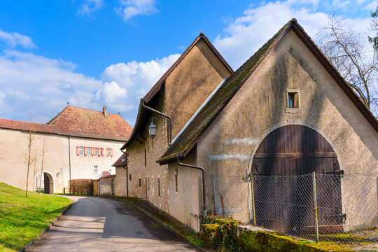 Medieval Architecture of the Oron Castle in the Swiss Countryside