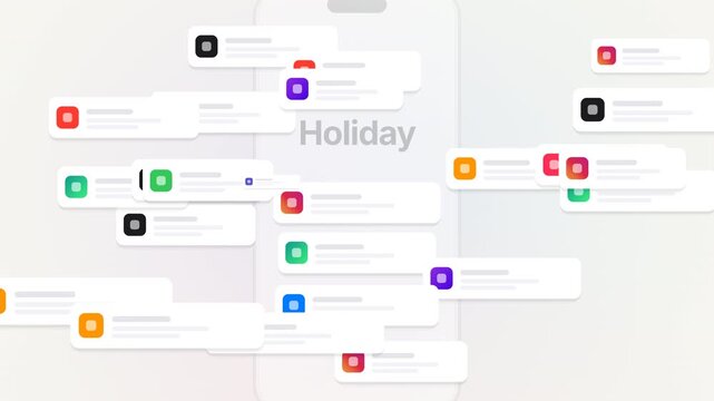 Modern mobile device interface rapidly accumulates diverse notification bubbles to visualize intense digital connectivity and viral consumer engagement during festive seasonal marketing campaigns.