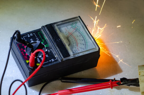 Electrical tester with sparks and overload during system failure and accident