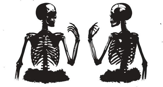 Detailed vector illustration of human skeletons in two anatomical positions