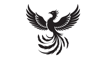 Fototapeta premium Black Phoenix Bird Rising From Ashes For Mythology Concepts