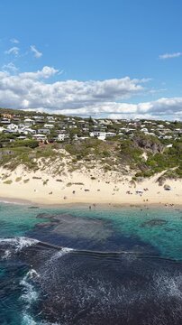 Yallingup Beach and turquoise sea aerial views Western Australia coastal travel video 4K