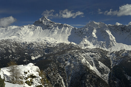 Pizzo Scalino, it is a mountain of the Bernina Range in Lombardy, Italy. It is known as the Valmalenco Matterhorn due to its pyramidal shape when viewed from the valley.