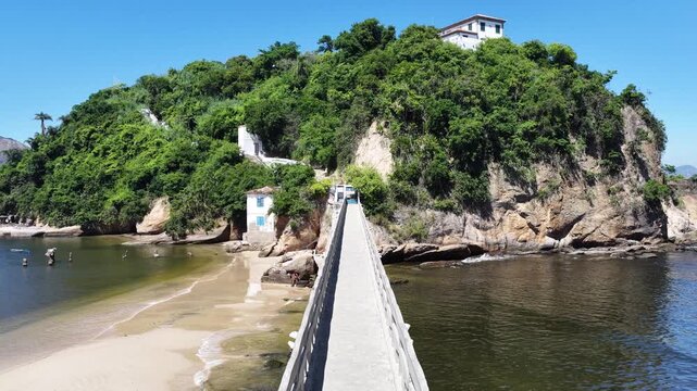 Boa Viagem Beach In Niteroi Rio De Janeiro Brazil. Breathtaking Aerial View Of A Lush Tropical Coastline Scenery. Shore Sky Beach Sea. Seaside Travel. Niteroi Rio de Janeiro.