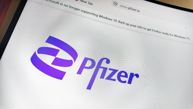 a computer screen displaying the pfizer website