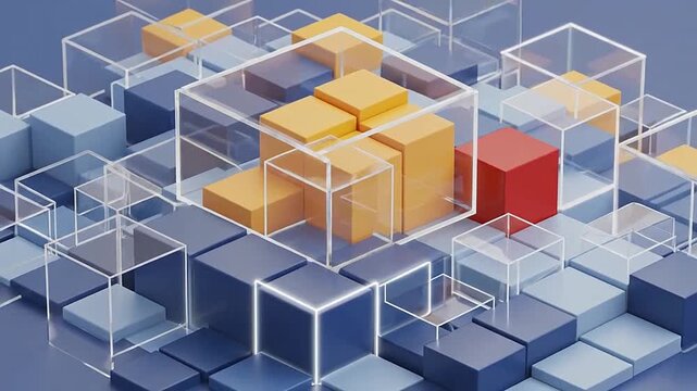 Abstract background featuring a pattern of colorful three dimensional cubes