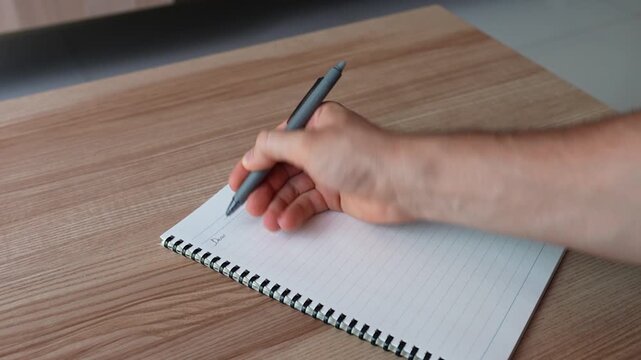 Handwritten Letter in Notebook, Man Writing by Hand
