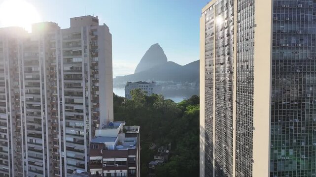 Rio De Janeiro Skyline In Rio De Janeiro Brazil. Aerial View Of Stunning Beach With Crystal Clear Waters. Metropolitan Landscape Skyscrapers Busy. Metropolitan Enterprise Town. Rio de Janeiro Brazil.