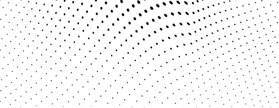 Abstract wavy halftone dot pattern forming dynamic optical illusion background