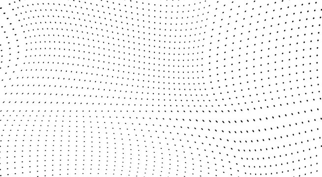 Abstract wavy halftone dot pattern forming dynamic optical illusion background