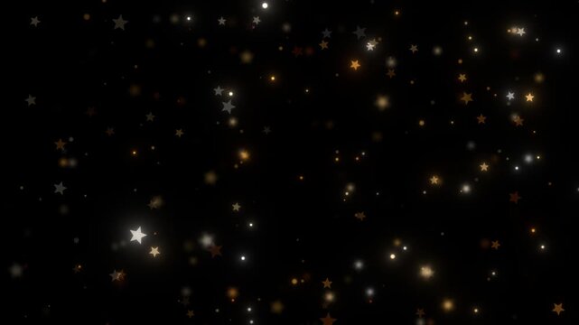 black shiny gold stars light background