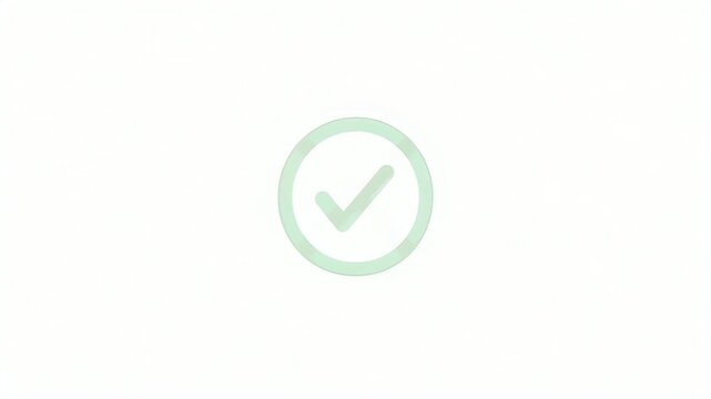 Minimalist green check mark animation, animated tick icon for success and completion, clean motion graphic for validation and approval on white background