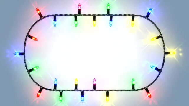Vibrant Christmas Lights Frame on a White Background for Festive Celebrations and Holiday Cheer.