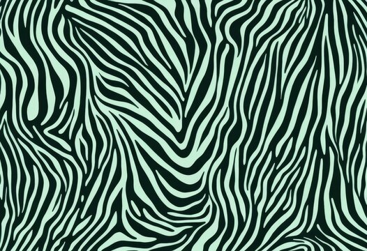 Seamless zebra pattern background in mint green and black