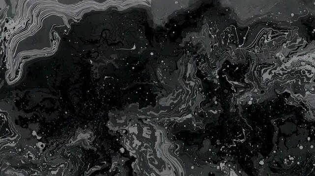 Swirling Black And White Marble Patterns With Glossy Fluid Texture And Veins