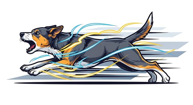 Dog running fast illustration