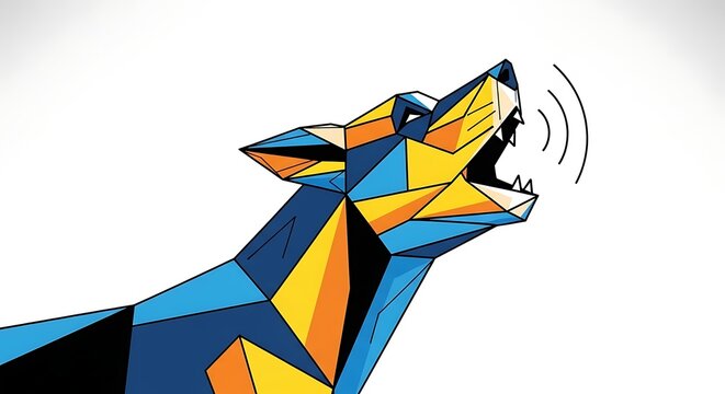 Geometric depiction of a howling wolf
