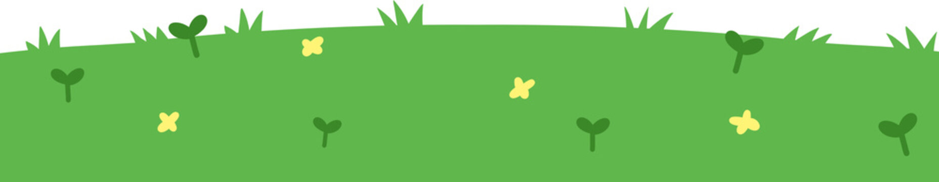 Isolated green grassland plot illustration on transparent background