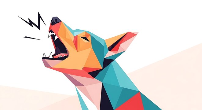 Geometric illustration of a howling wolf