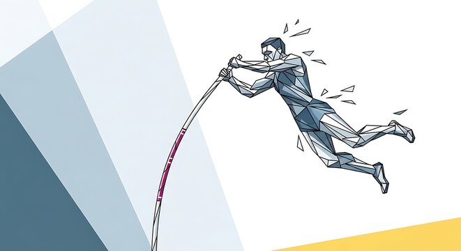 Pole vaulter in mid air