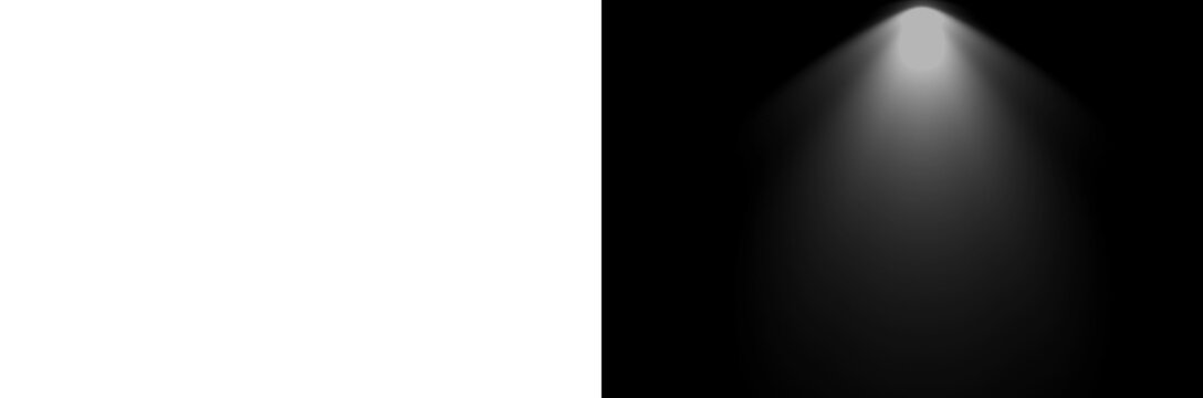 Spotlight illuminated stage background. White rays of floodlight, ies lamp beam. Festive warm rays on transparent background .