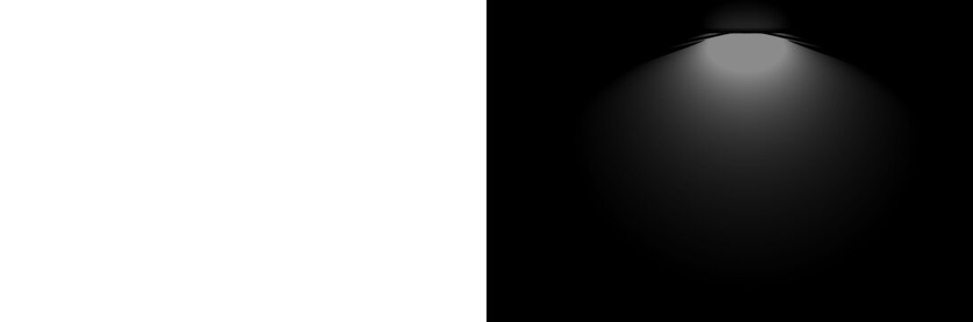 Spotlight Illuminated Stage Background with White Floodlight Rays and IES Lamp Beam Effect on Transparent Background.