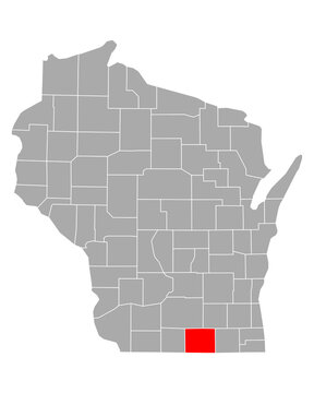 Karte von Rock in Wisconsin