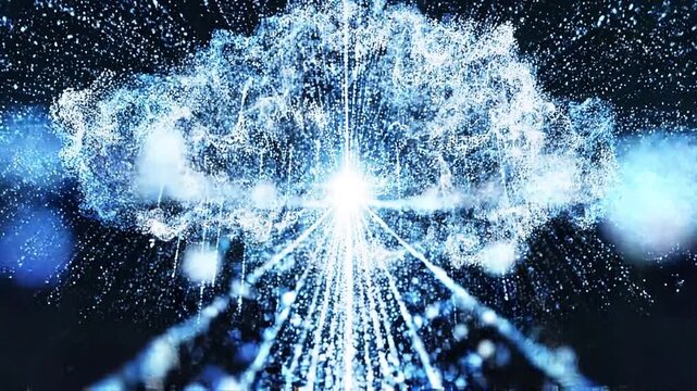 Cloud Data Sync Animation with Digital File Transfer and Connection