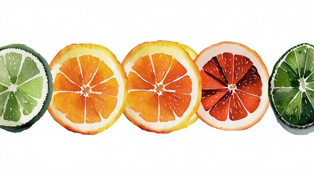 Citrus Fruits in a Row.
