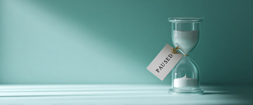 Hourglass with paused time concept