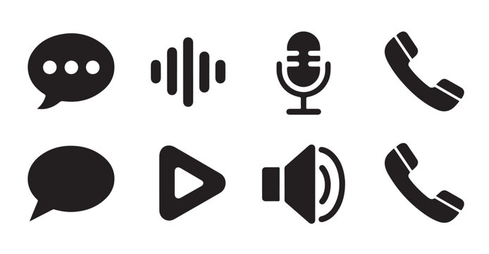Collection of simple icons for communication and media interface elements vector.