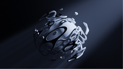 Minimal dark-space 3D asteroid render with abstract organic forms and soft cinematic lighting © 3D_Hue