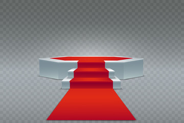 Obraz premium Red carpet leading up to hexagonal podium stage