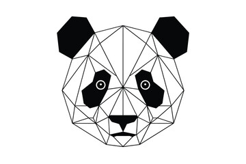 Geometric panda head a striking black and white polygonal illustration © Pixel Loft