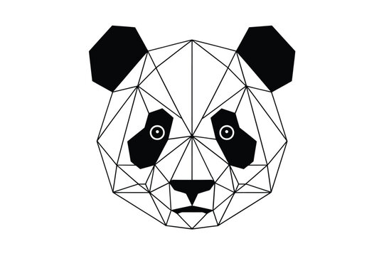 Geometric panda head a striking black and white polygonal illustration