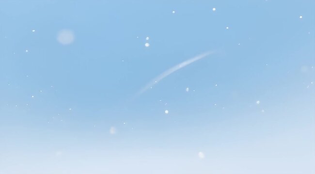 Gentle snowfall on a cloudless blue sky with subtle rainbow arc effect